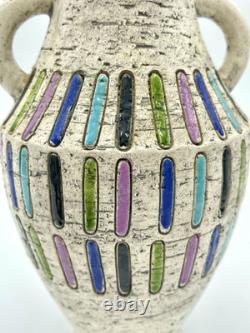 Vintage Aldo Londi Bitossi Color Block Vase Italian Studio Pottery Mid Century