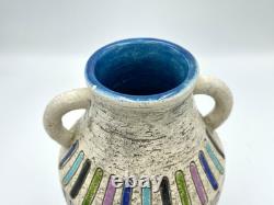 Vintage Aldo Londi Bitossi Color Block Vase Italian Studio Pottery Mid Century