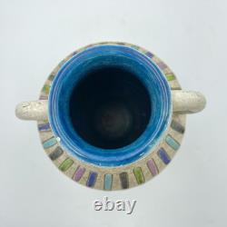 Vintage Aldo Londi Bitossi Color Block Vase Italian Studio Pottery Mid Century