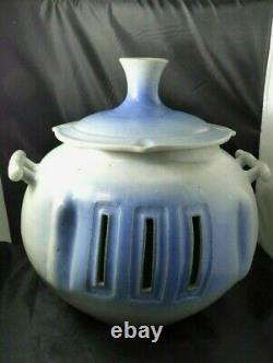 Vintage Alewine Gatlinburg Studio Art Pottery Vase Vessel Luminary Blue Gray 85