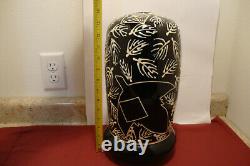 Vintage Alex Mandli Signed Art Pottery Vase Vessel 14.5 x 7 Racine Wis. Rare