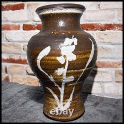 Vintage American Contemporary Studio Pottery Ash Glazed Stoneware Baluster Vase
