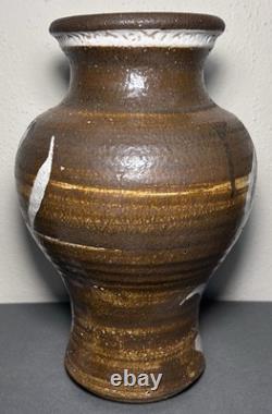 Vintage American Contemporary Studio Pottery Ash Glazed Stoneware Baluster Vase