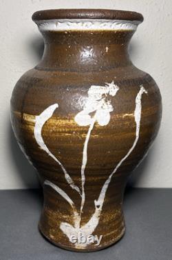 Vintage American Contemporary Studio Pottery Ash Glazed Stoneware Baluster Vase