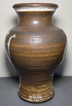 Vintage American Contemporary Studio Pottery Ash Glazed Stoneware Baluster Vase