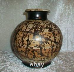 Vintage American Paul Volckening Abstract Stoneware Art Pottery Vase Vessel