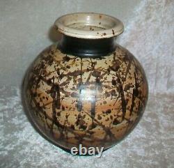 Vintage American Paul Volckening Abstract Stoneware Art Pottery Vase Vessel