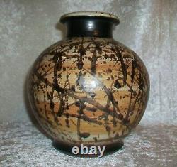 Vintage American Paul Volckening Abstract Stoneware Art Pottery Vase Vessel