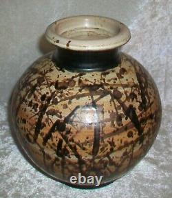 Vintage American Paul Volckening Abstract Stoneware Art Pottery Vase Vessel