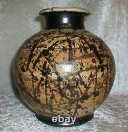 Vintage American Paul Volckening Abstract Stoneware Art Pottery Vase Vessel