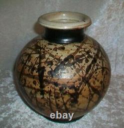 Vintage American Paul Volckening Abstract Stoneware Art Pottery Vase Vessel