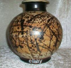 Vintage American Paul Volckening Abstract Stoneware Art Pottery Vase Vessel