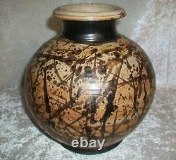 Vintage American Paul Volckening Abstract Stoneware Art Pottery Vase Vessel