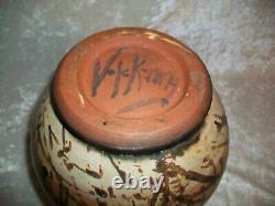 Vintage American Paul Volckening Abstract Stoneware Art Pottery Vase Vessel