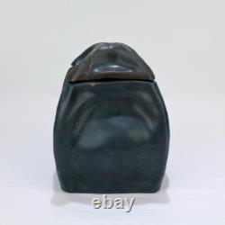 Vintage American Studio Arts & Crafts Pottery Covered Box Signed HTP or THP