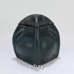 Vintage American Studio Arts & Crafts Pottery Covered Box Signed HTP or THP