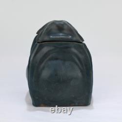 Vintage American Studio Arts & Crafts Pottery Covered Box Signed HTP or THP