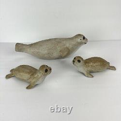 Vintage Andersen Studio Pottery Seal Trio Mother Two Pups Signed Mid Century