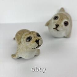 Vintage Andersen Studio Pottery Seal Trio Mother Two Pups Signed Mid Century
