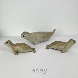 Vintage Andersen Studio Pottery Seal Trio Mother Two Pups Signed Mid Century