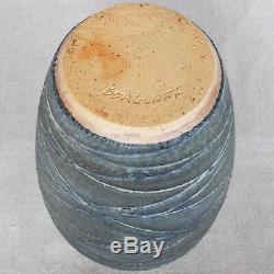 Vintage Andrew Bergloff Mid Century Modern California Studio Pottery Vase Indigo