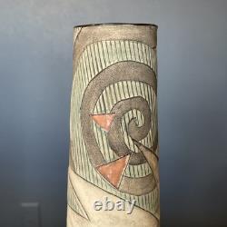 Vintage Anne Schiesel Harris 1988 ASH Studio Pottery Abstract Art Deco Vase 12H