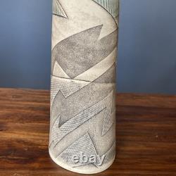 Vintage Anne Schiesel Harris 1988 ASH Studio Pottery Abstract Art Deco Vase 12H