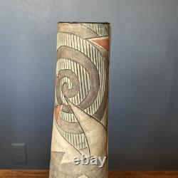 Vintage Anne Schiesel Harris 1988 ASH Studio Pottery Abstract Art Deco Vase 12H