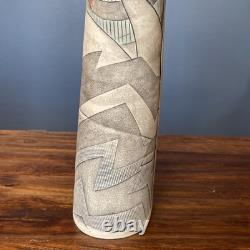Vintage Anne Schiesel Harris 1988 ASH Studio Pottery Abstract Art Deco Vase 12H