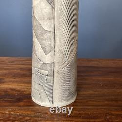 Vintage Anne Schiesel Harris 1988 ASH Studio Pottery Abstract Art Deco Vase 12H