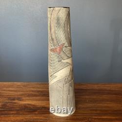 Vintage Anne Schiesel Harris 1988 ASH Studio Pottery Abstract Art Deco Vase 12H