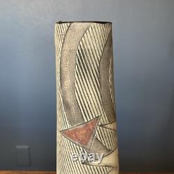 Vintage Anne Schiesel Harris 1988 ASH Studio Pottery Abstract Art Deco Vase 12H