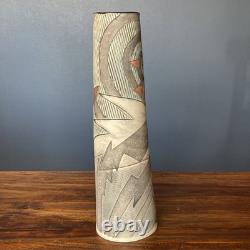 Vintage Anne Schiesel Harris 1988 ASH Studio Pottery Abstract Art Deco Vase 12H