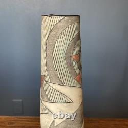 Vintage Anne Schiesel Harris 1988 ASH Studio Pottery Abstract Art Deco Vase 12H