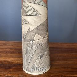 Vintage Anne Schiesel Harris 1988 ASH Studio Pottery Abstract Art Deco Vase 12H