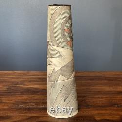 Vintage Anne Schiesel Harris 1988 ASH Studio Pottery Abstract Art Deco Vase 12H