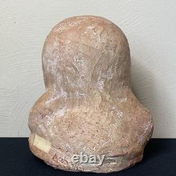 Vintage Art Deco Modernist Studio Pottery Bust Woman Signed Stylized Figure