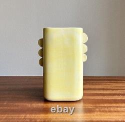 Vintage Art Deco Pale Yellow Studio Pottery Vase Bauhaus Minimalist Signed 1942