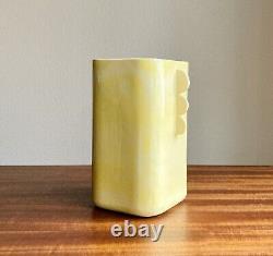 Vintage Art Deco Pale Yellow Studio Pottery Vase Bauhaus Minimalist Signed 1942