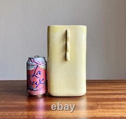 Vintage Art Deco Pale Yellow Studio Pottery Vase Bauhaus Minimalist Signed 1942