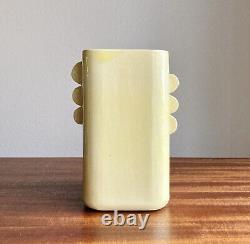 Vintage Art Deco Pale Yellow Studio Pottery Vase Bauhaus Minimalist Signed 1942