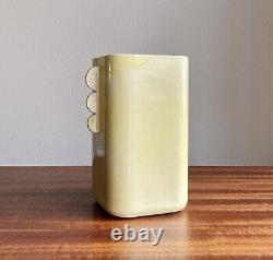 Vintage Art Deco Pale Yellow Studio Pottery Vase Bauhaus Minimalist Signed 1942