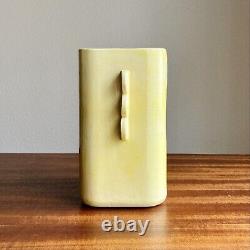 Vintage Art Deco Pale Yellow Studio Pottery Vase Bauhaus Minimalist Signed 1942