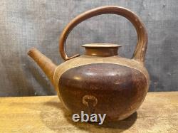 Vintage Art Pottery Teapot Signed Studio Mark Lidded Clay Water Coffee Stoneware