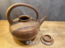 Vintage Art Pottery Teapot Signed Studio Mark Lidded Clay Water Coffee Stoneware
