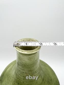 Vintage Art Pottery Vase Asian Inspired Glaze Relief Bird