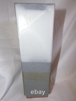 Vintage Art Studio Pottery Gray Ombre Rectangular Vase Signed BEVERLY'8911.75