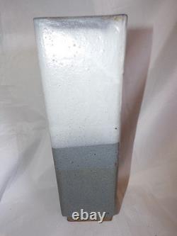 Vintage Art Studio Pottery Gray Ombre Rectangular Vase Signed BEVERLY'8911.75
