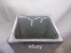 Vintage Art Studio Pottery Gray Ombre Rectangular Vase Signed BEVERLY'8911.75