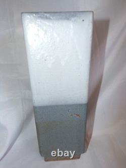 Vintage Art Studio Pottery Gray Ombre Rectangular Vase Signed BEVERLY'8911.75